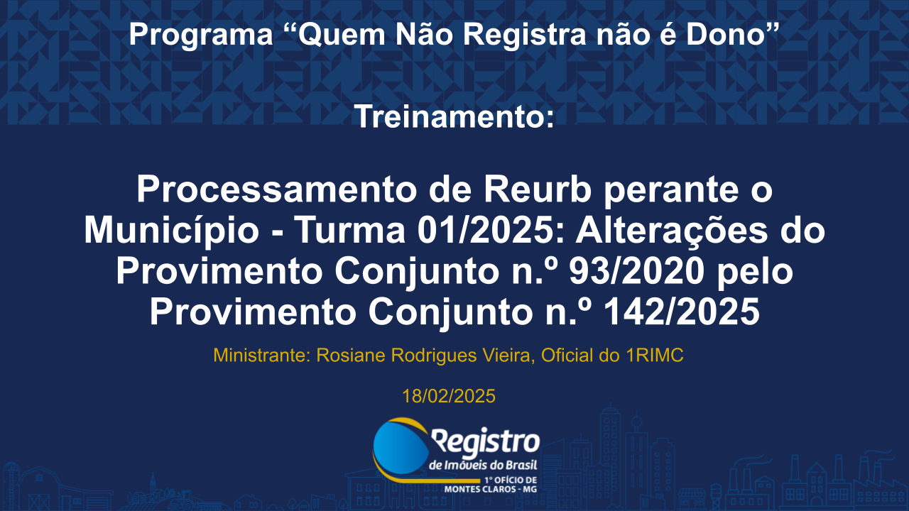 Processamento de Reurb perante o Município - Turma 01/2025
