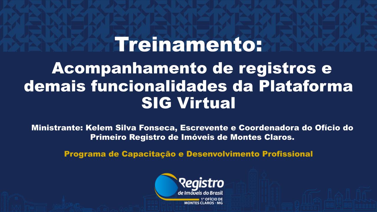 Acompanhamento de registros e demais funcionalidades da Plataforma SIG Virtual